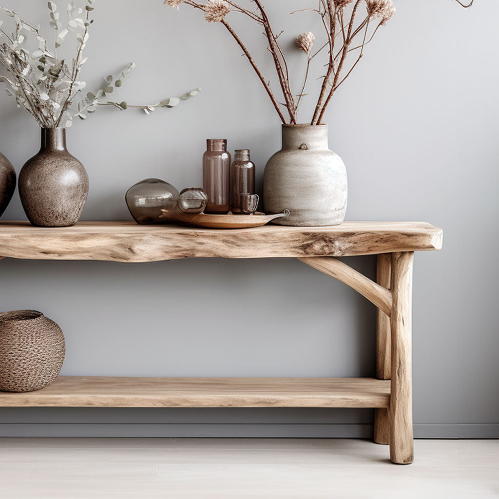 Narrow Floating Live Edge Farmhouse Console, 30 To 71 Inch