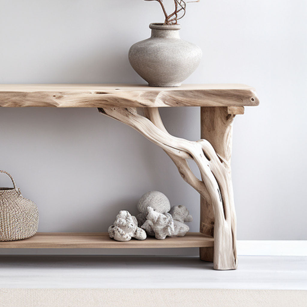 Rustic Modern Natural Wood Console Table with Clean Lines