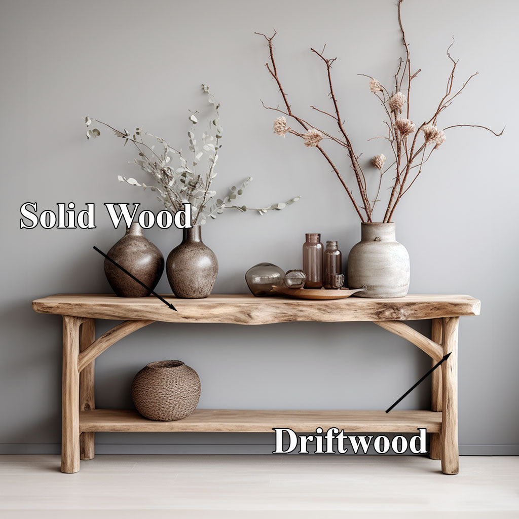Narrow Floating Live Edge Farmhouse Console, 30 To 71 Inch