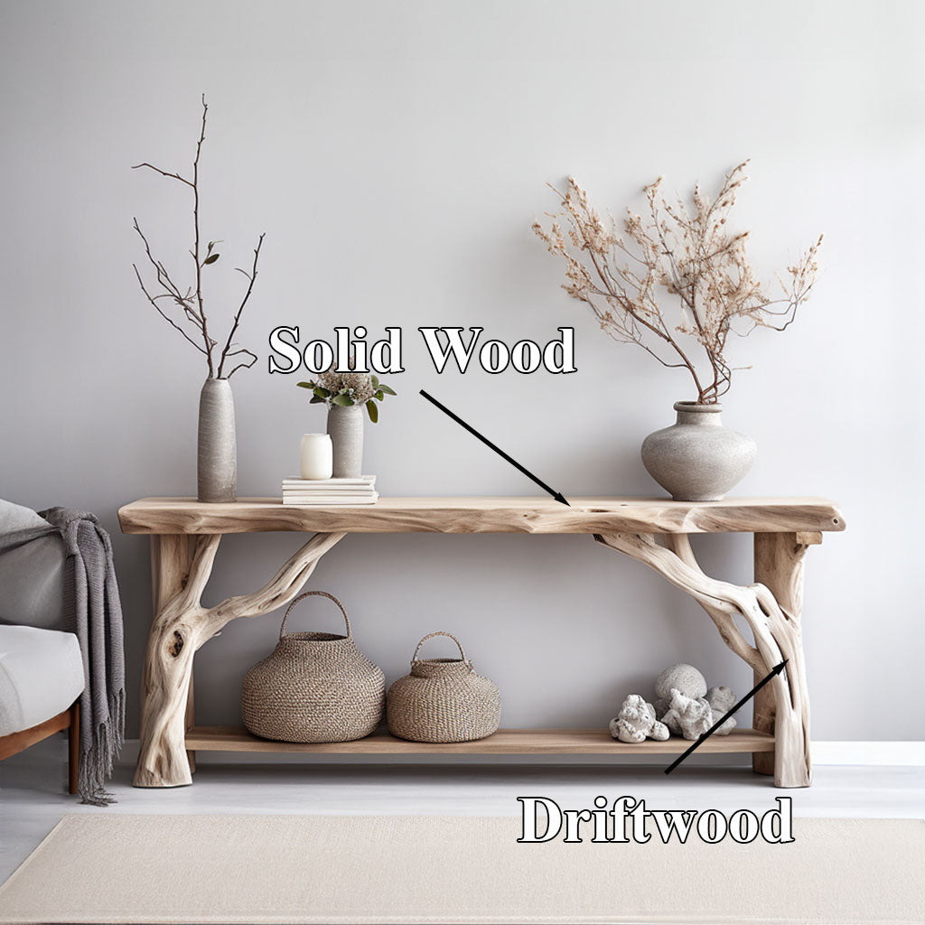 Rustic Modern Natural Wood Console Table with Clean Lines