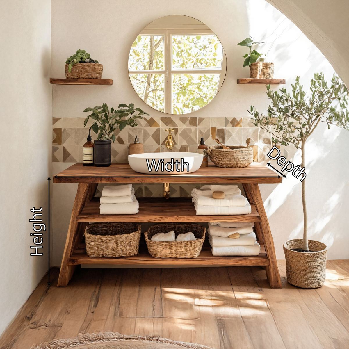 Farmhouse Bathroom Furniture With Wooden Vanity Design