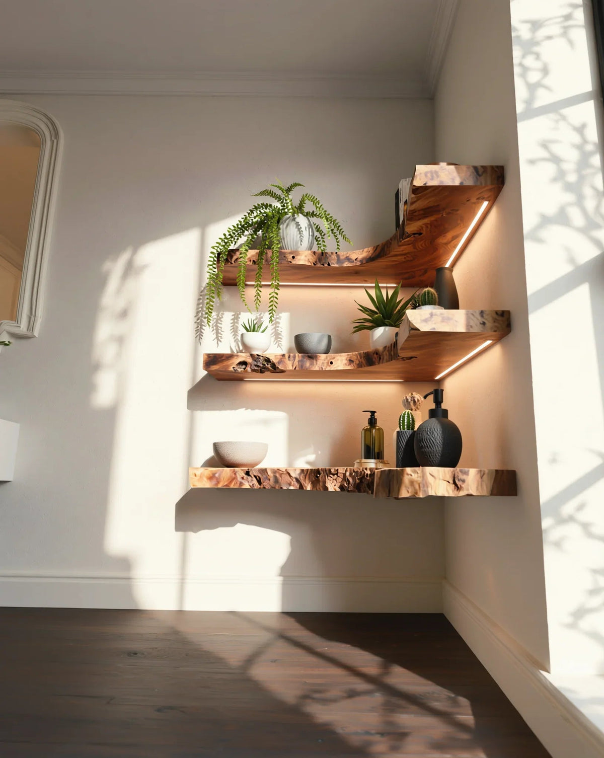 Live Edge Corner Floating Shelf