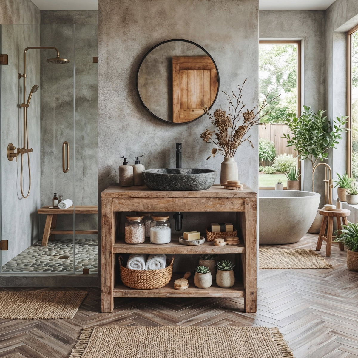 Custom Live Edge Wood Bathroom Vanity Cabinet, With or Without Sink