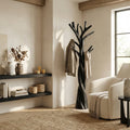 Spiral Trunk Wood Hall Tree with Branch Hooks, 60 to 80 in Tall