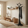 Tree Branch Standing Coat Hanger in Solid Wood, Tripod Base 60-80 in