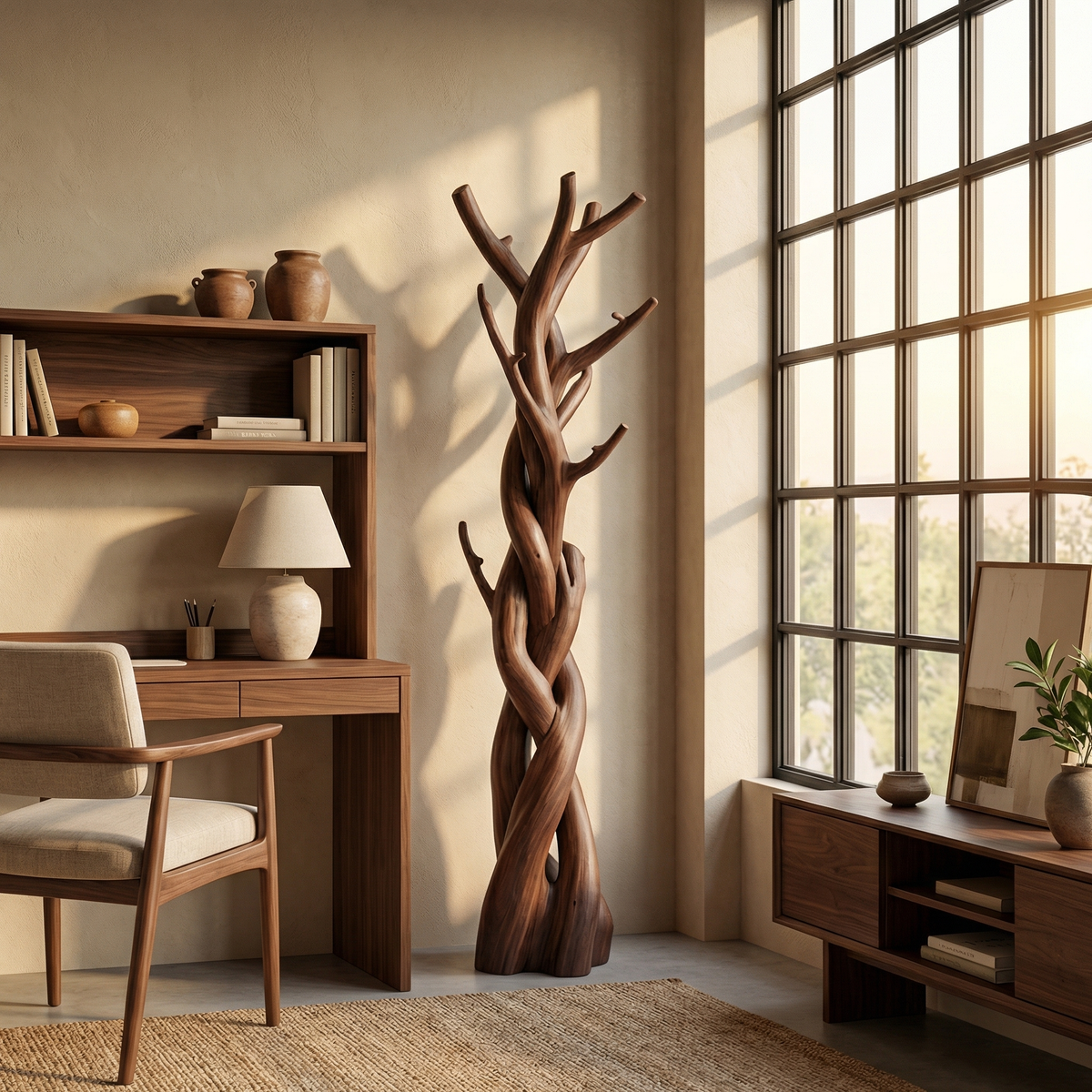 Driftwood Standing Clothes Tree for Bedroom or Closet, 60-80 in