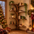 Rowan Corner Tree Bookshelf in a Christmas living room