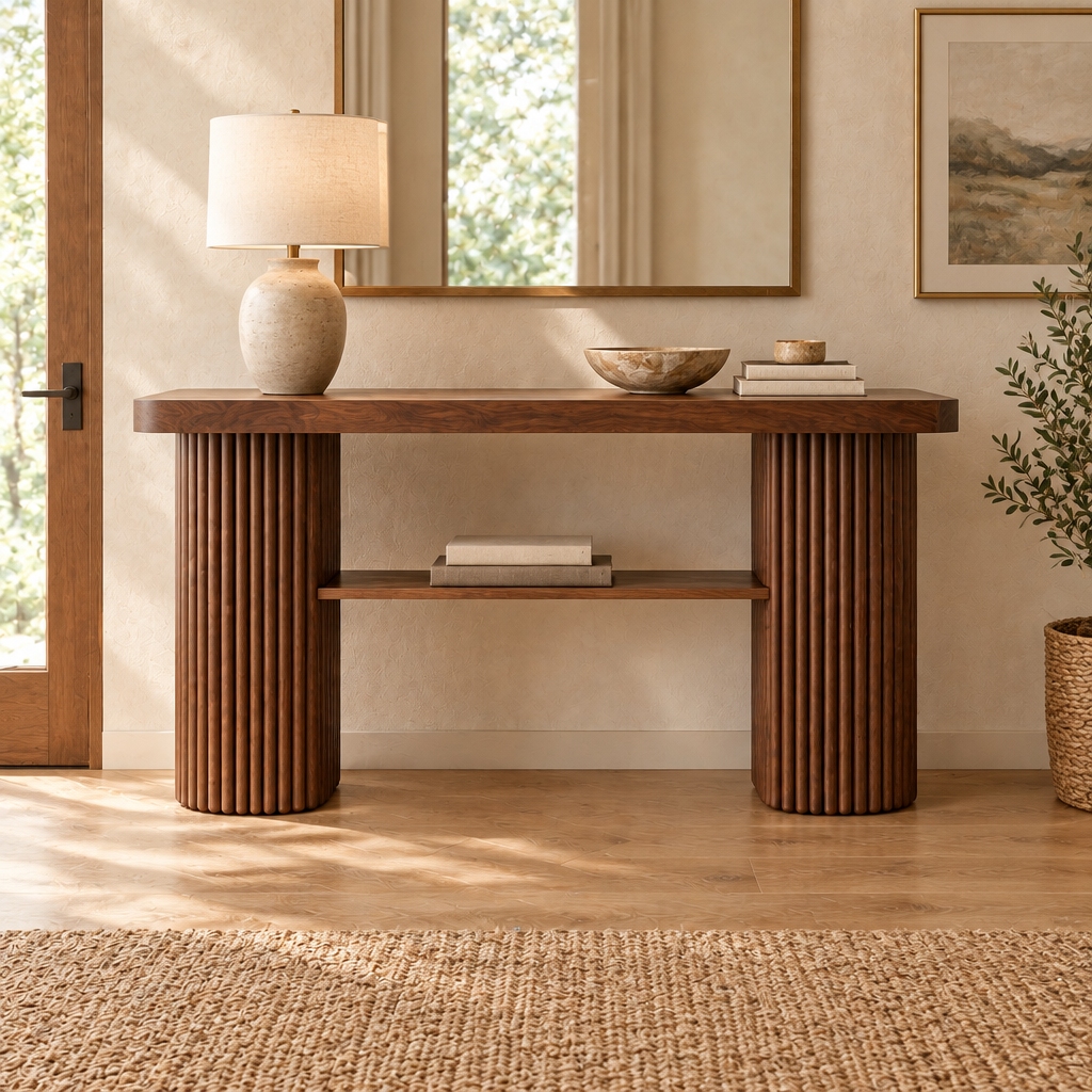 Halden Fluted Console Table in use