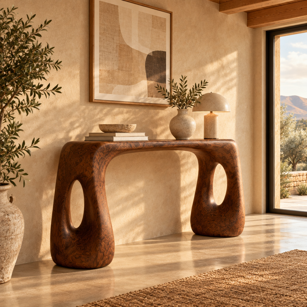 Mojave Sculpted Console Table side view