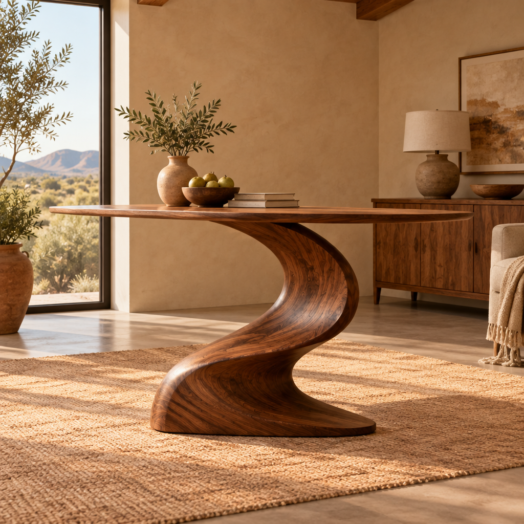 Mojave S-Curve Console Table side view