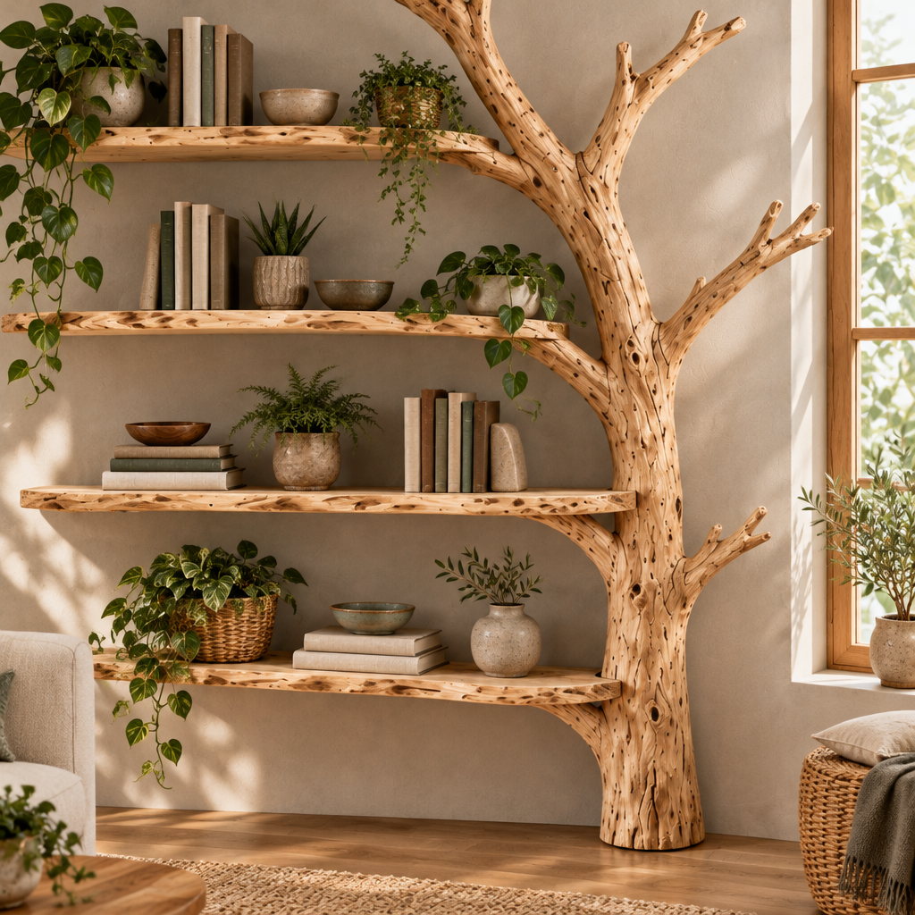 Tidewood Wall Tree Shelf in use