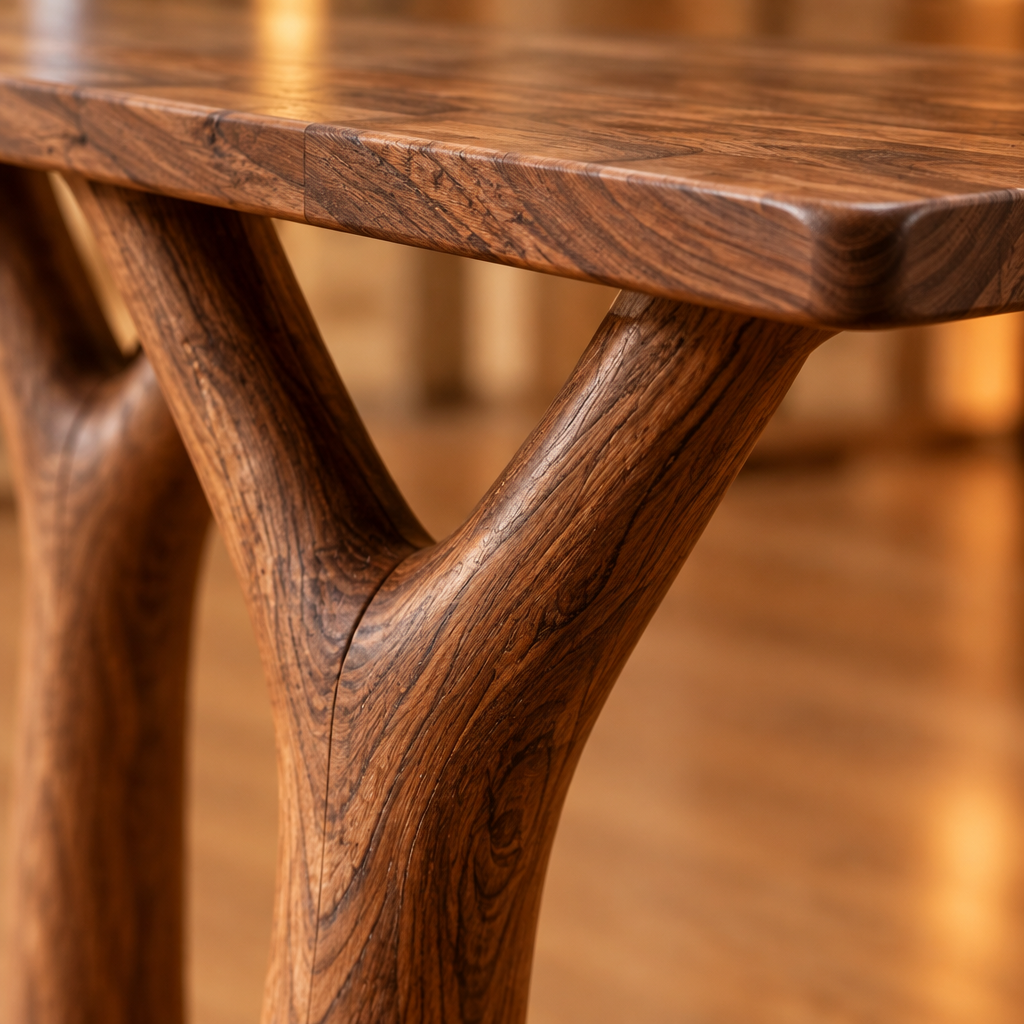 Rowan Branch Console Table wood grain and joinery close-up