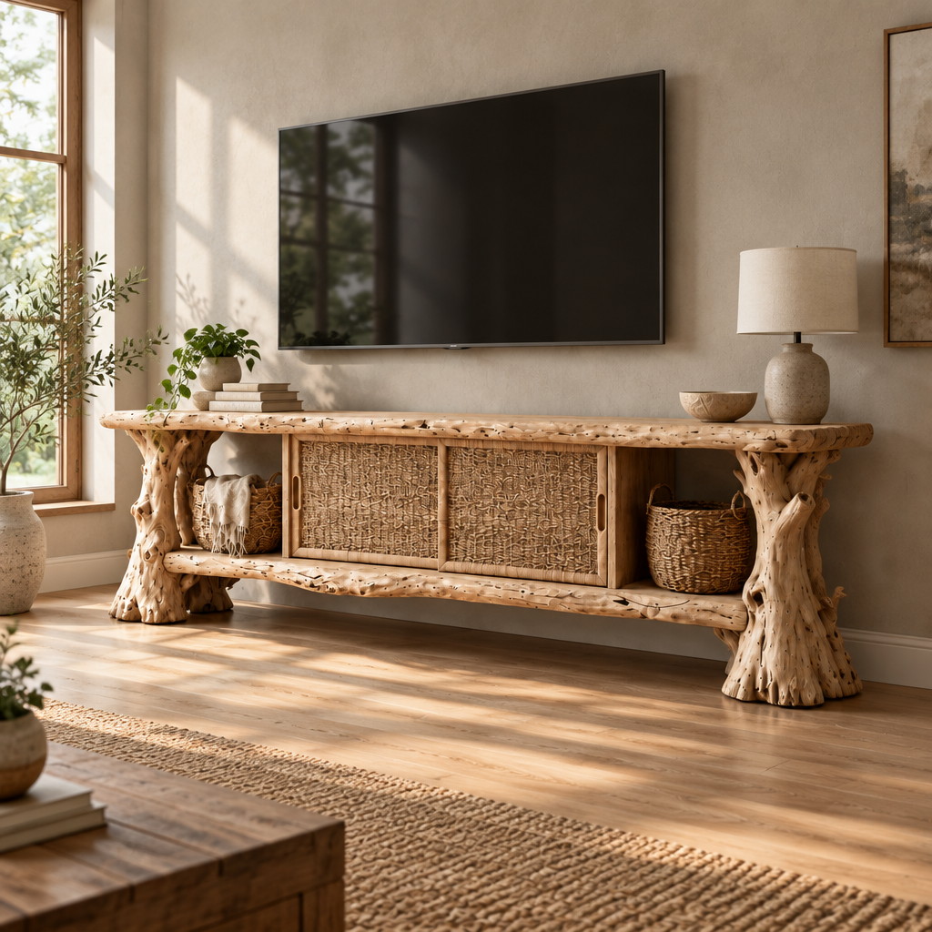 Tidewood Driftwood Media Console side view