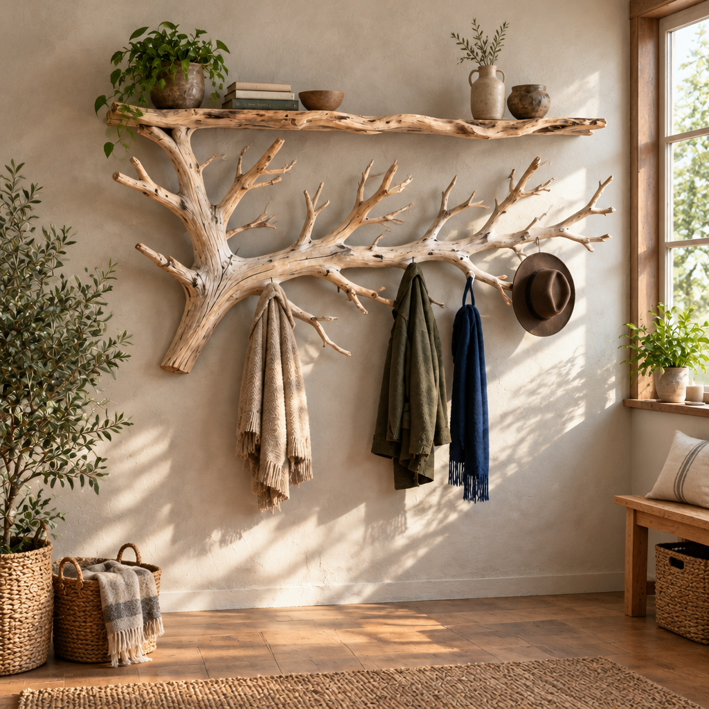 Tidewood Branch Wall Coat Rack in a living room