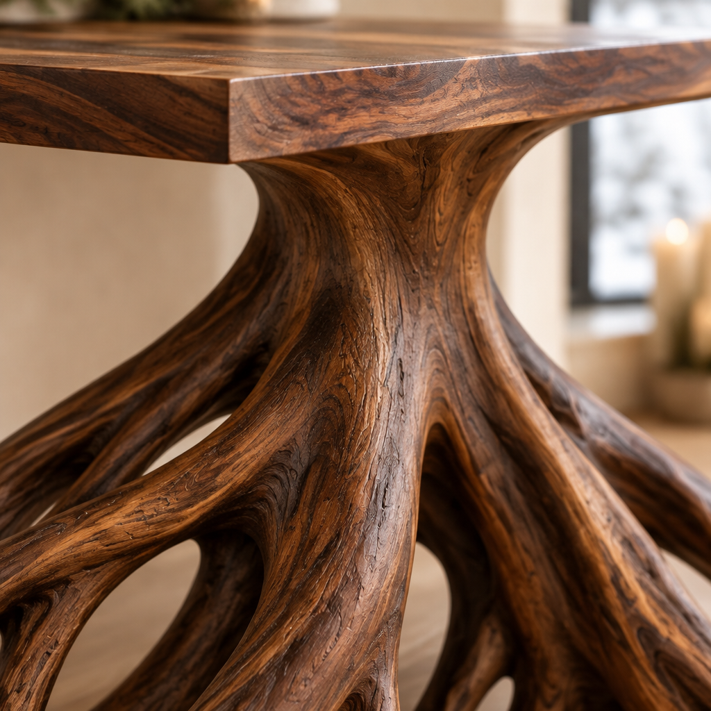 Atelier Root-Base Console wood grain close-up