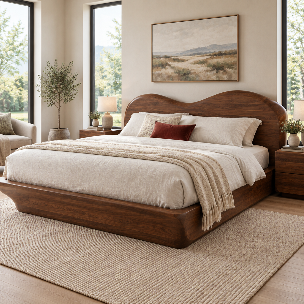 Atelier Wave Headboard Platform Bed side view