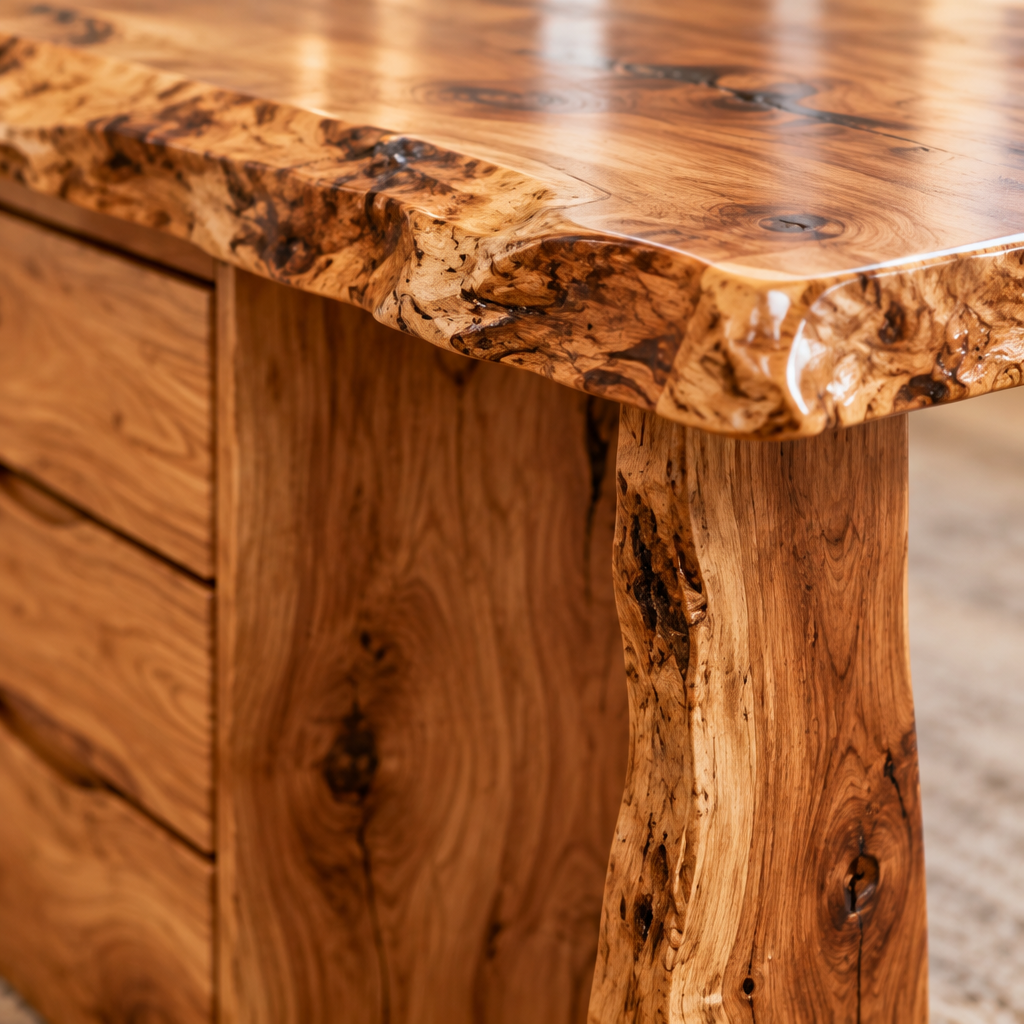 Riverbend Live-Edge Executive Desk wood grain close-up