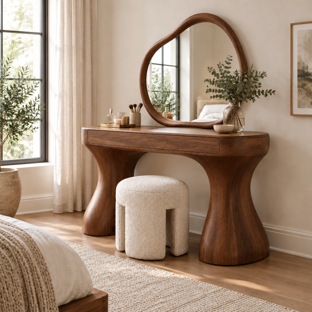 Atelier Organic Dressing Table with Mirror side view