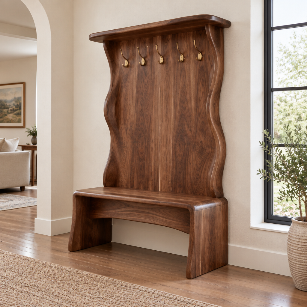 Atelier Wave Hall Tree with Bench side view