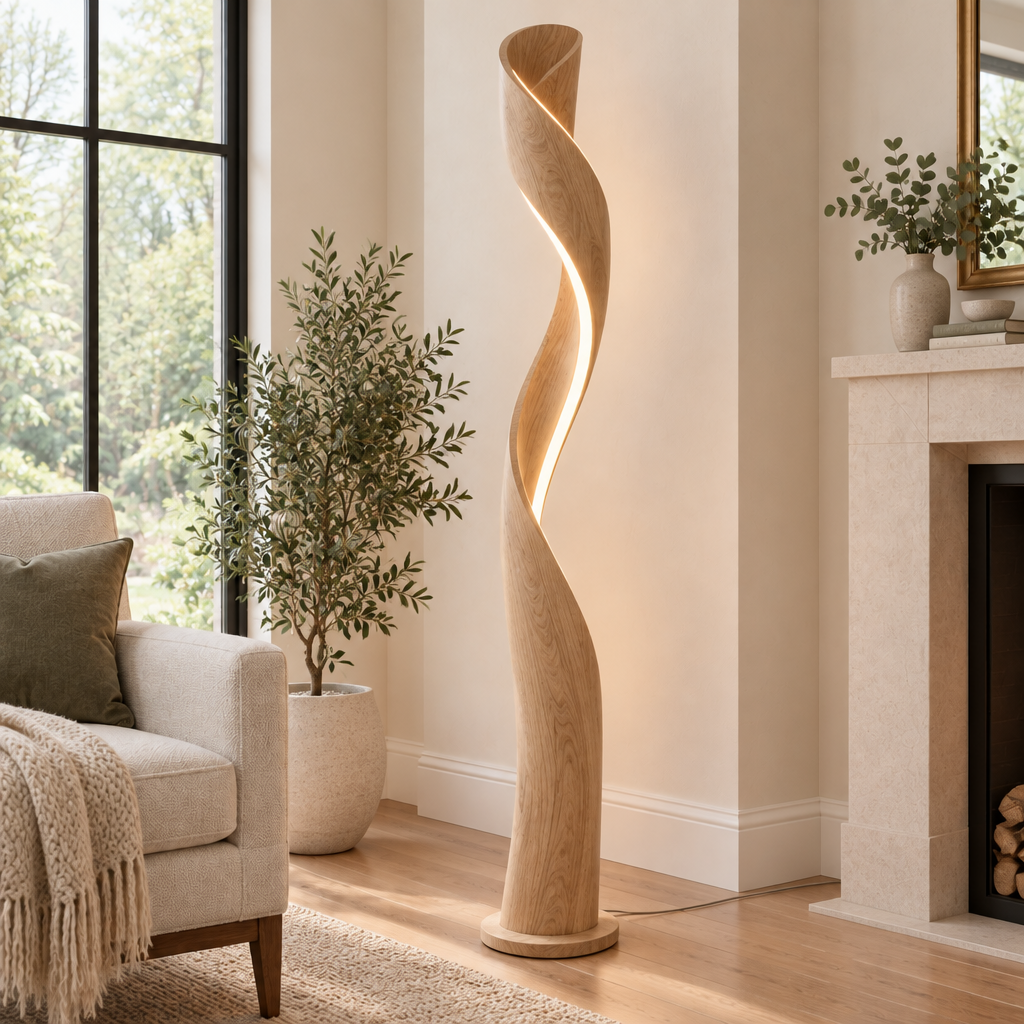 Atelier Ribbon LED Floor Lamp in Natural Oak finish