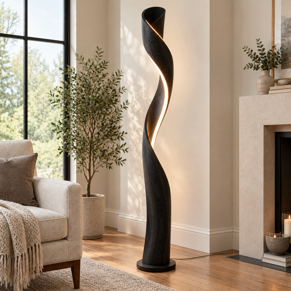 Atelier Ribbon LED Floor Lamp in Ebonized Black finish
