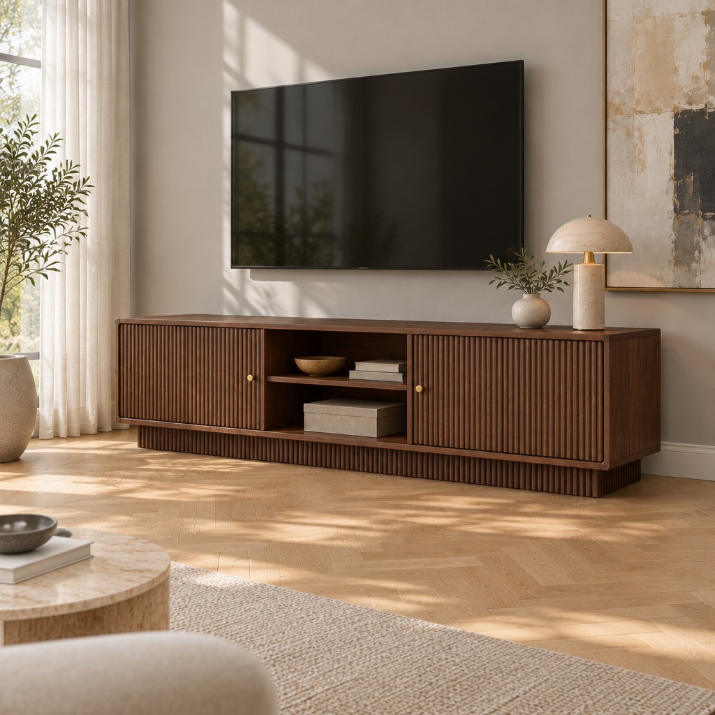 Arden Fluted Media Console side view