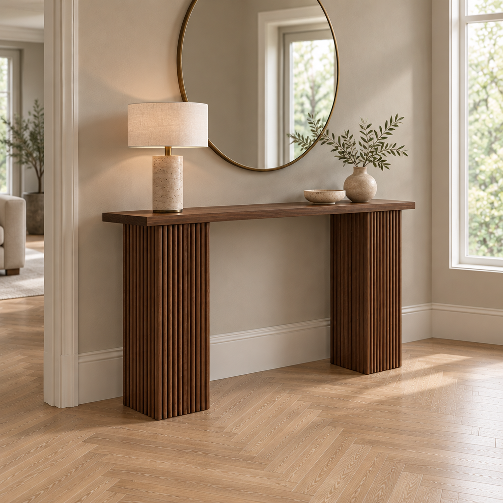 Arden Fluted Console Table side view