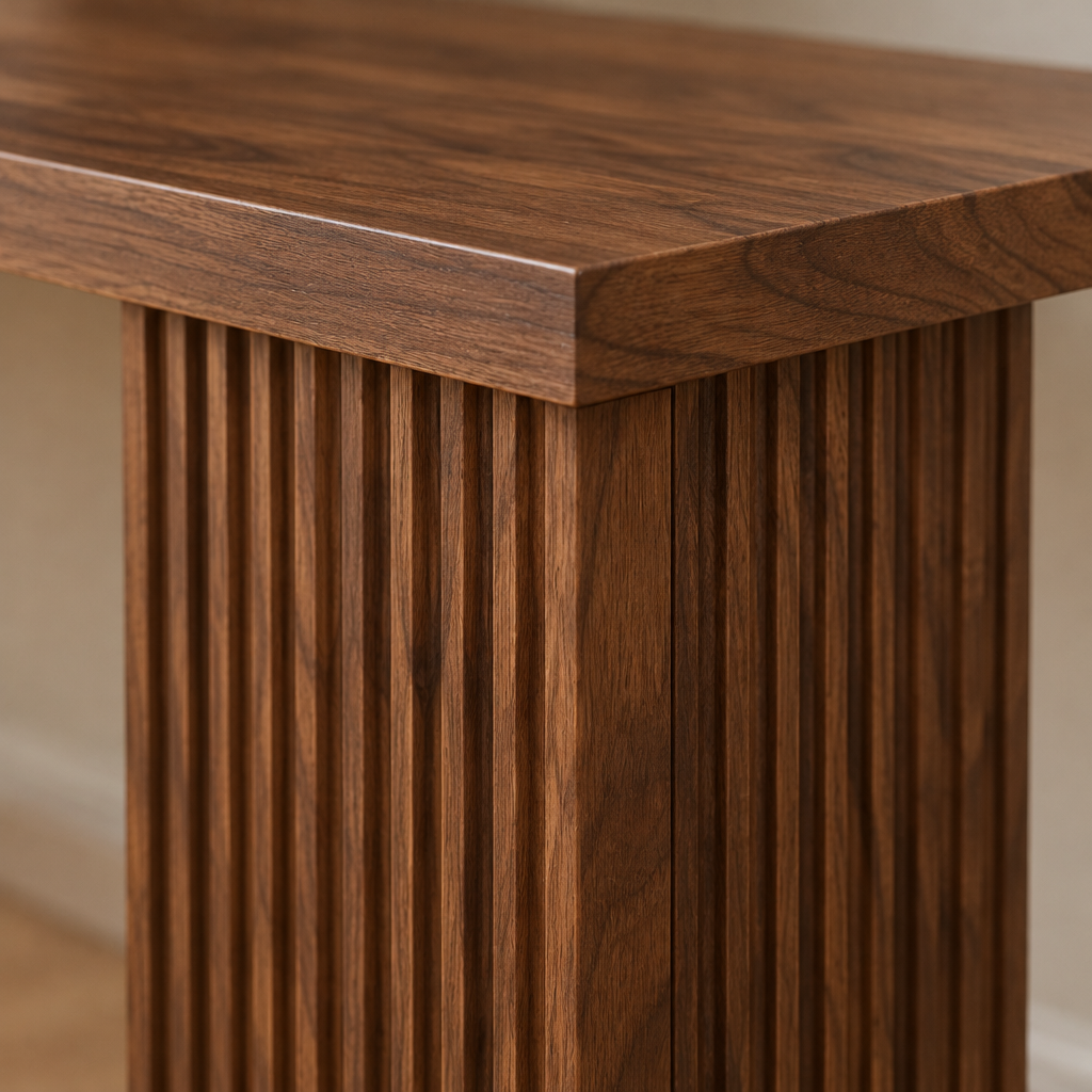 Arden Fluted Console Table wood grain close-up