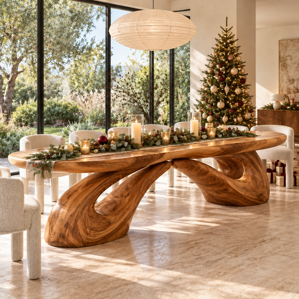 Haven Leaning Arches Dining Table styled for the holidays