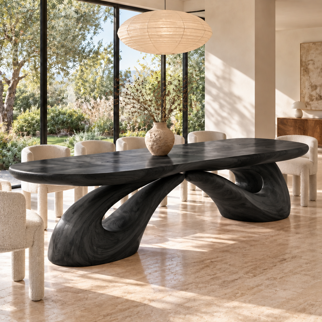 Haven Leaning Arches Dining Table in Ebonized Black finish