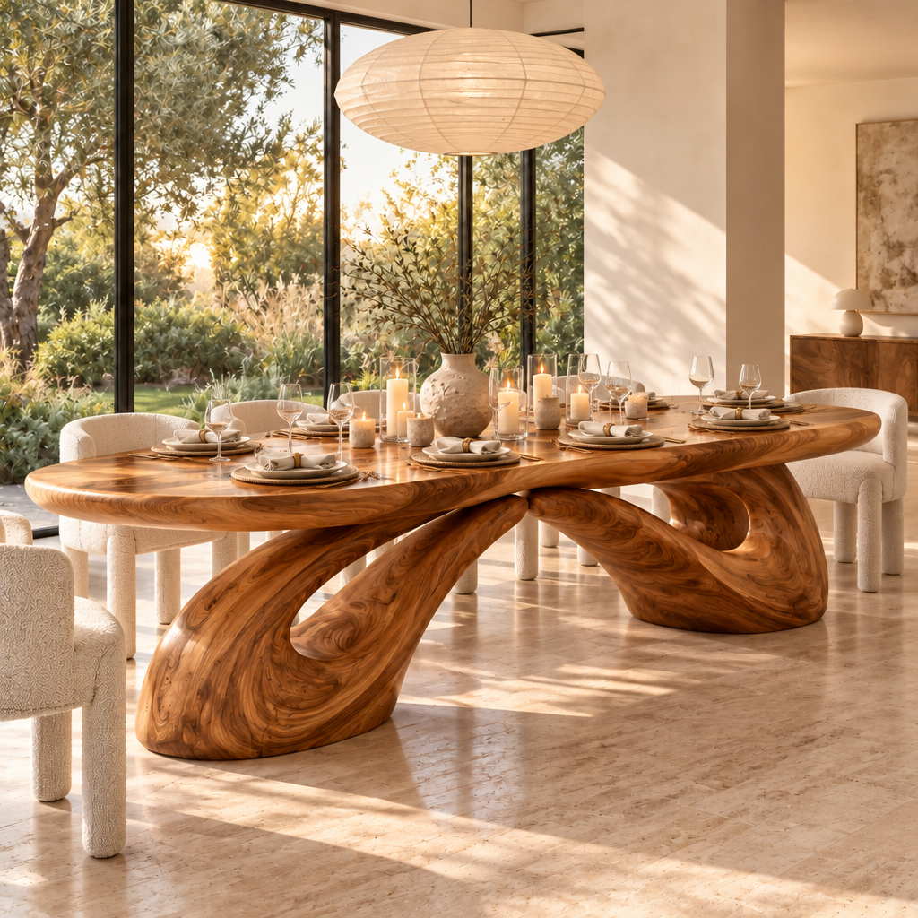 Haven Leaning Arches Dining Table set for dinner
