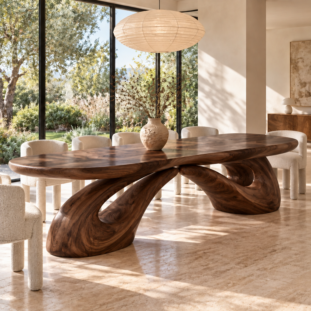 Haven Leaning Arches Dining Table in Dark Walnut finish
