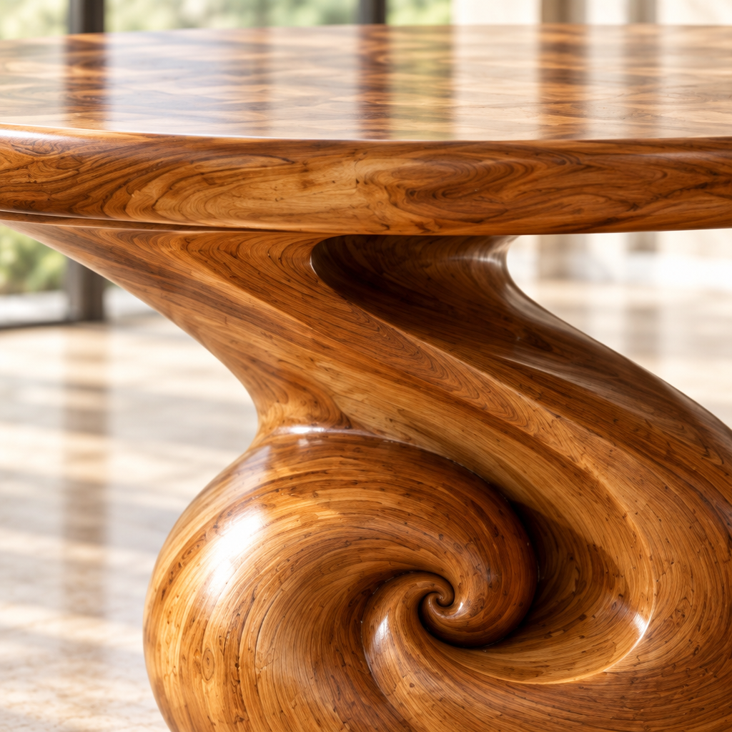 Haven Nautilus Round Dining Table wood grain close-up