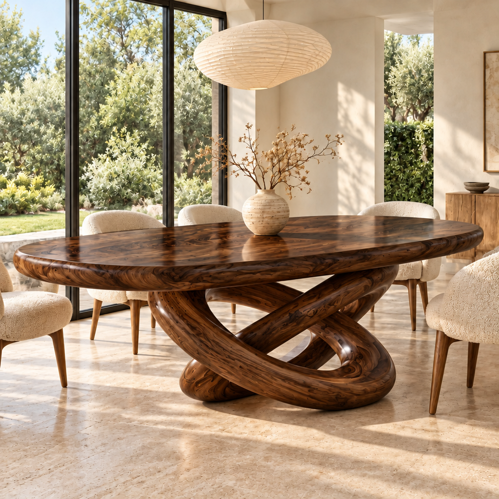 Haven Orbit Dining Table in Dark Walnut finish
