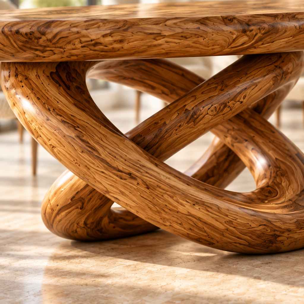 Haven Orbit Dining Table wood grain close-up