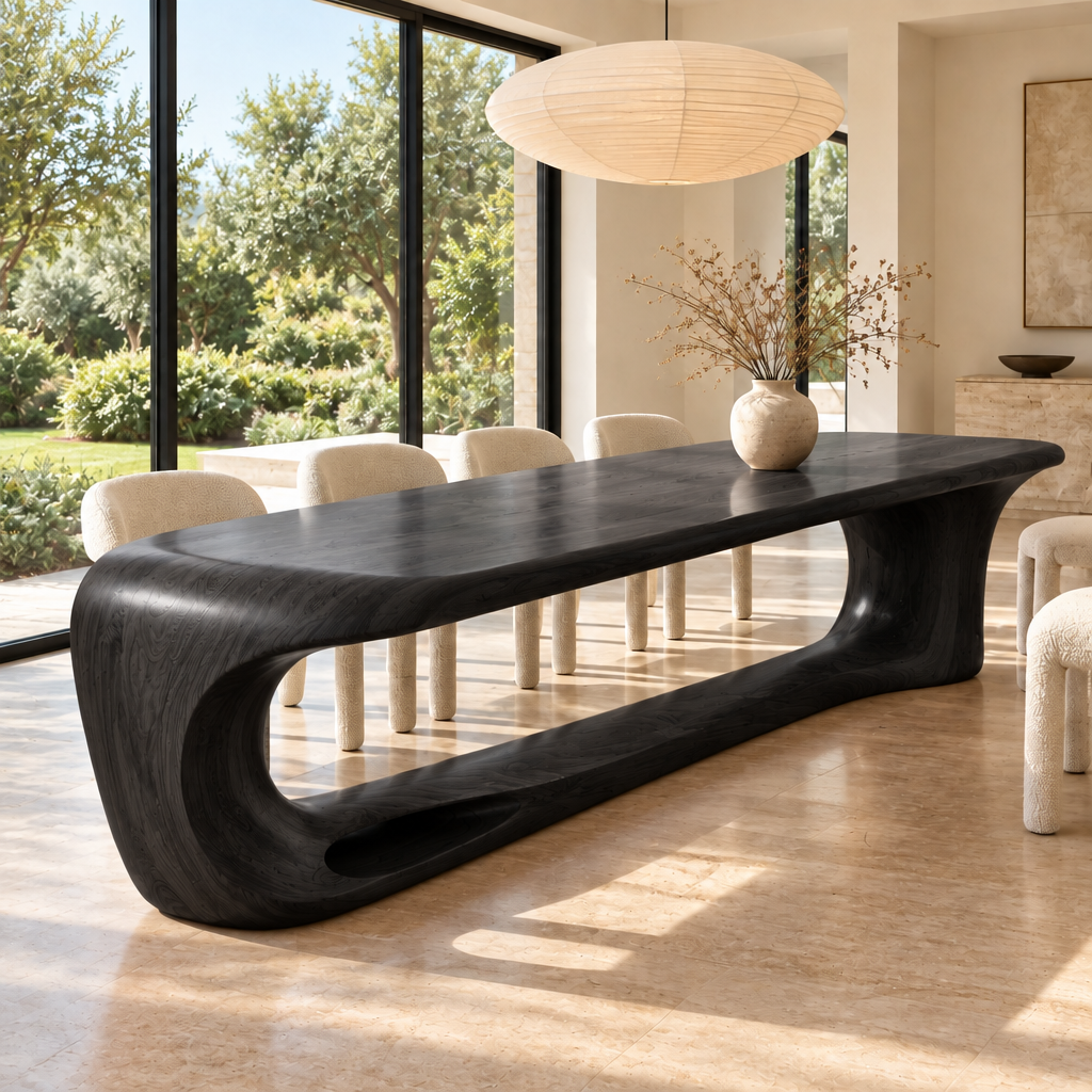 Haven Cascade Dining Table in Ebonized Black finish