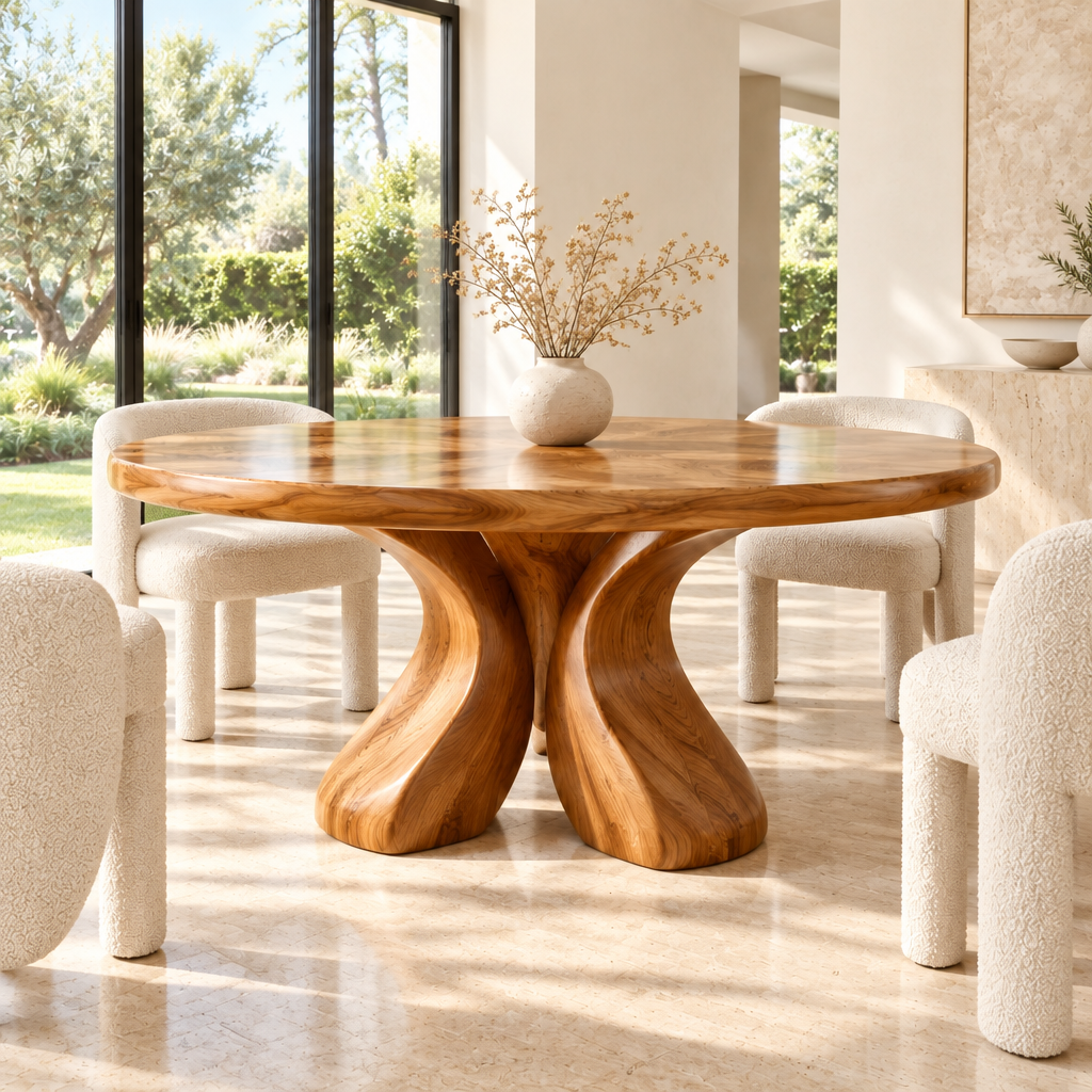Haven Petal Round Dining Table side view
