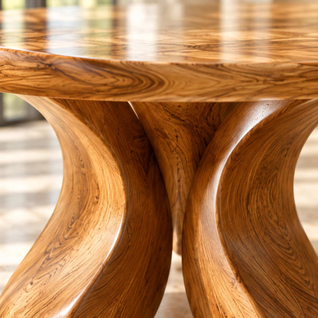 Haven Petal Round Dining Table wood grain close-up