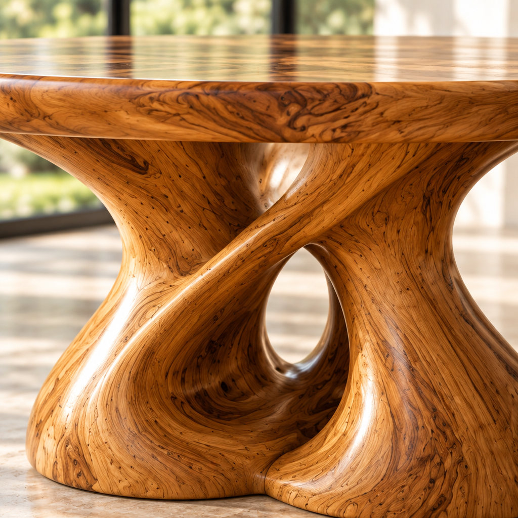Haven Hourglass Twin Round Dining Table wood grain close-up