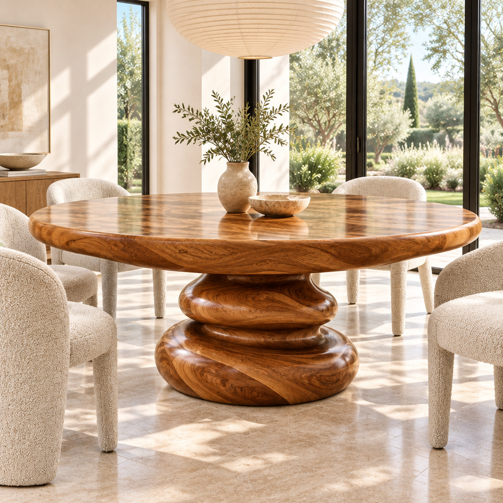 Haven Ripple Ring Round Dining Table side view