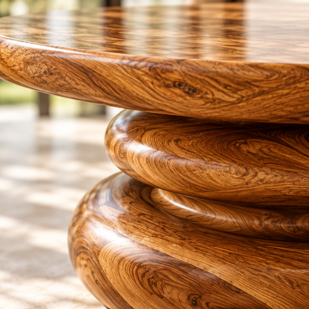 Haven Ripple Ring Round Dining Table wood grain close-up