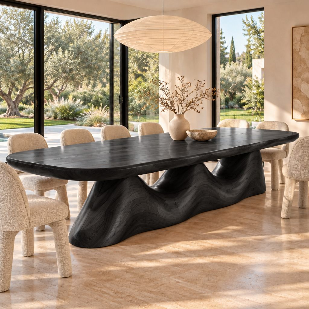 Haven Tideline Dining Table in Ebonized Black finish