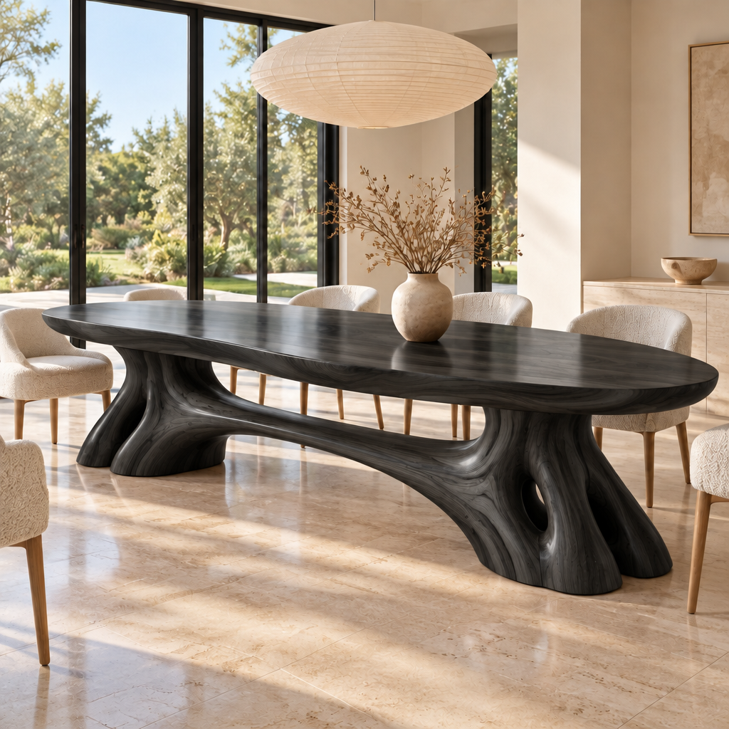 Haven Root Bridge Dining Table in Ebonized Black finish