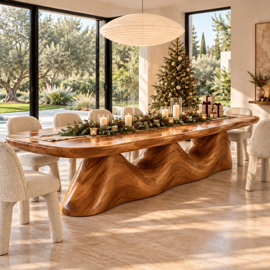 Haven Tideline Dining Table styled for the holidays