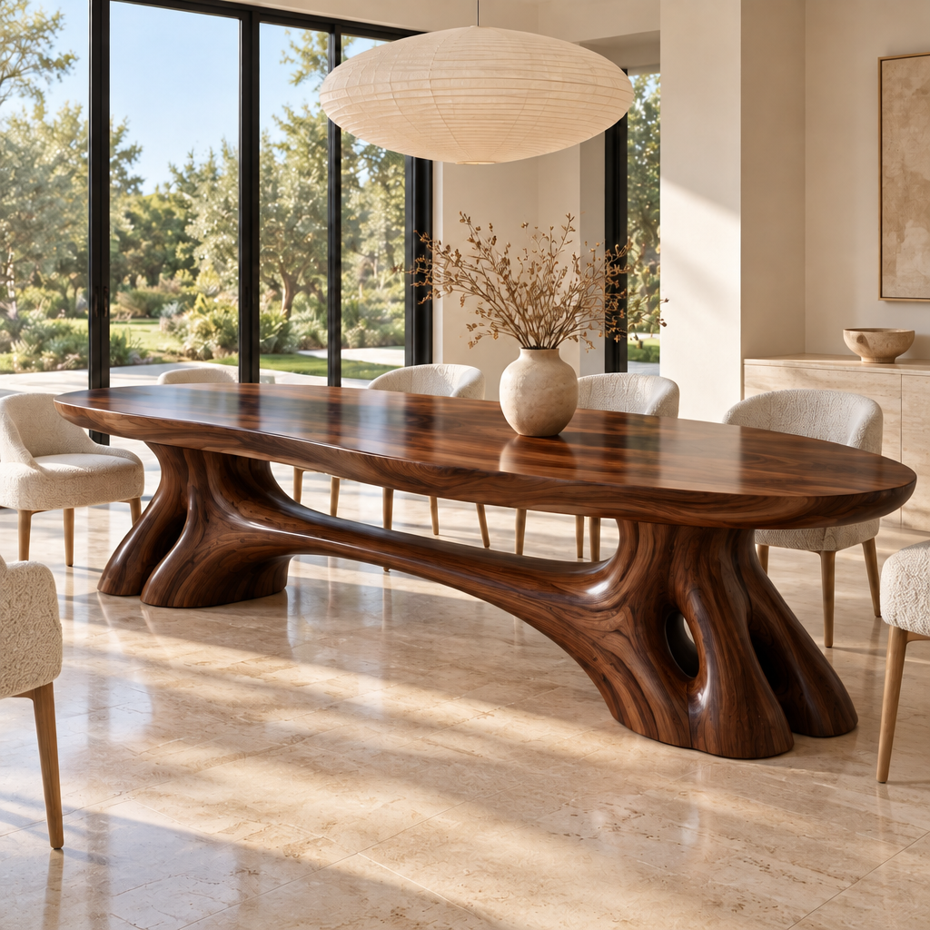 Haven Root Bridge Dining Table in Dark Walnut finish