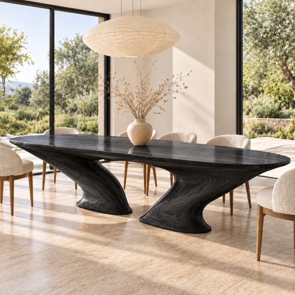 Haven Swallowtail Dining Table in Ebonized Black finish