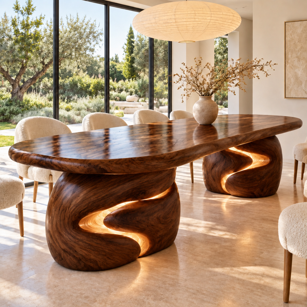 Haven Canyon Block Dining Table in Dark Walnut finish