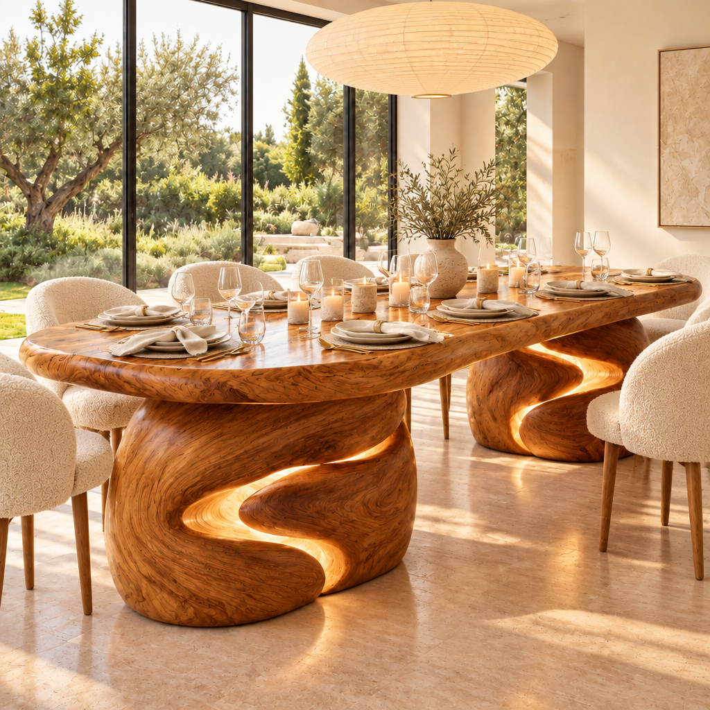 Haven Canyon Block Dining Table set for dinner