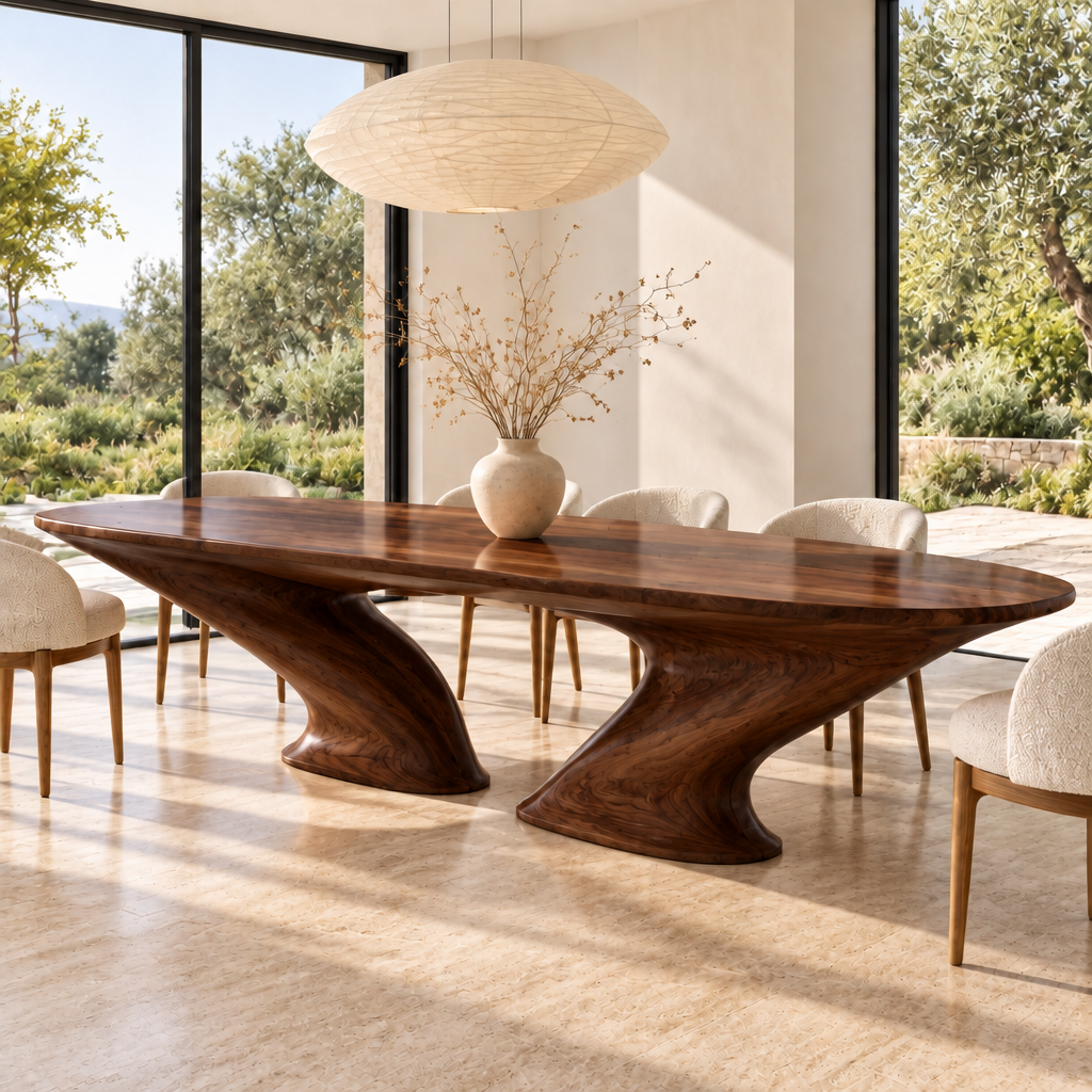 Haven Swallowtail Dining Table in Dark Walnut finish