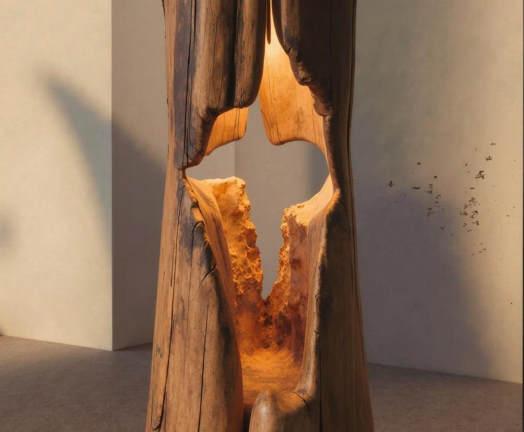 Hollow Log Floor Lamp for Cabin-Style Rooms, 39 to 59 Inches Tall
